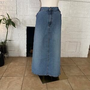 Vintage carolina blues denim maxi skirt